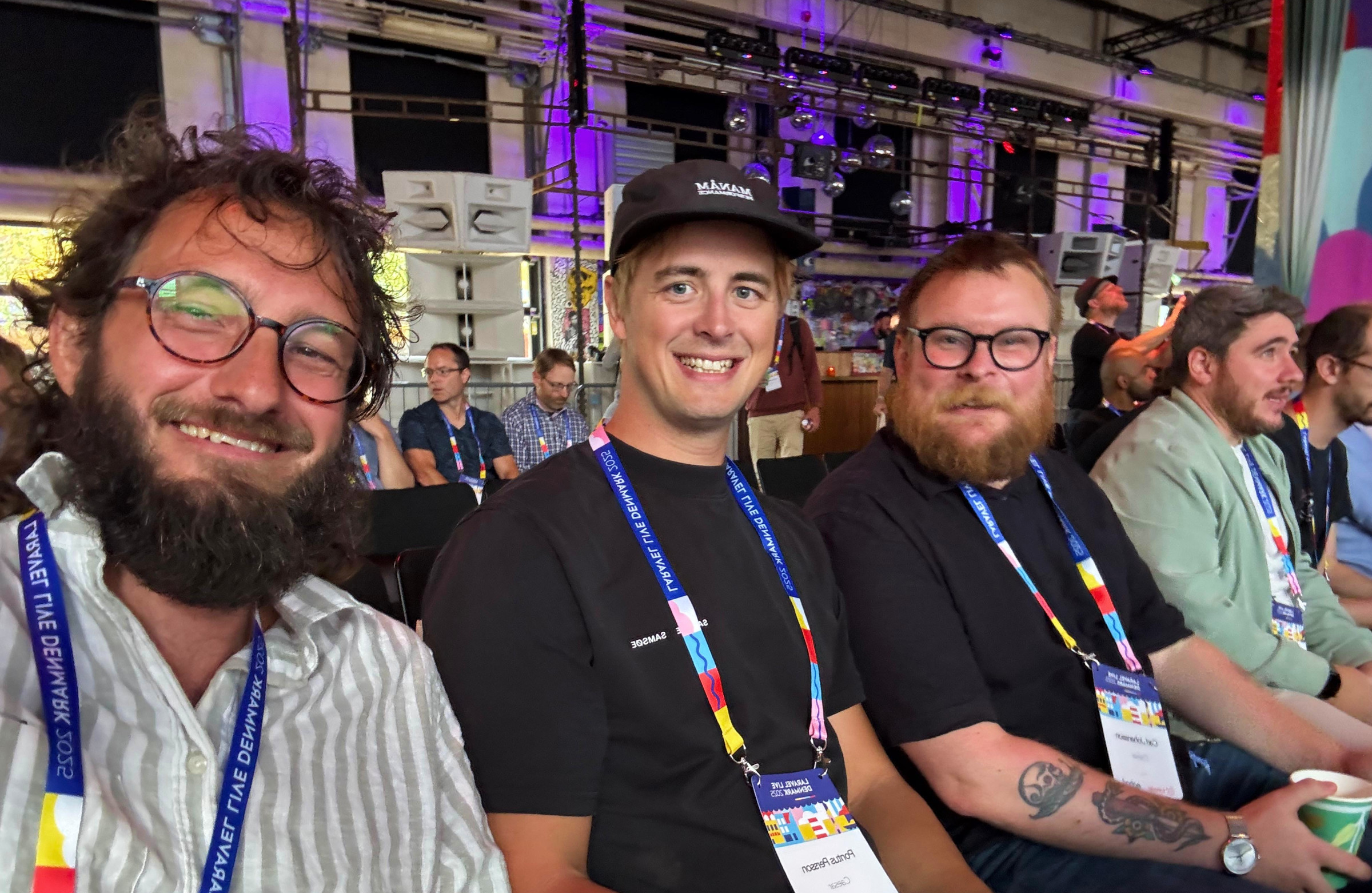 Ola, Pontus och Carl på Laravel Live DK